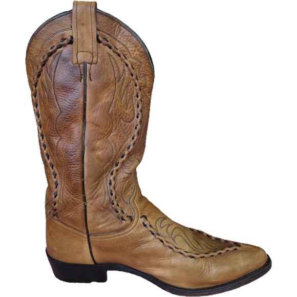 Dan Post Brown Natural Leather Buckstitching Cowboy Western Boots 10D main image 11